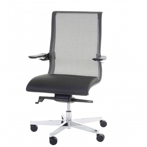Poltrona sedia ufficio girevole regolabile MERRYFAIR Saville alluminio pelle 53x66x92-100cm