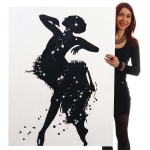 Dipinto a mano pittura ad olio su tela 90x120cm ballerina