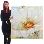 Dipinto a mano pittura ad olio su tela 100x100cm fiore