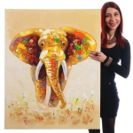 Dipinto a mano pittura ad olio su tela 80x100cm elefante