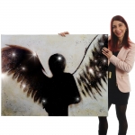 Dipinto a mano pittura ad olio su tela 140x90cm angelo