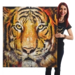 Dipinto a mano pittura ad olio su tela 90x100cm tigre