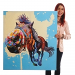 Dipinto a mano pittura ad olio su tela 100x90cm cavallo