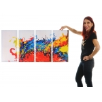 Set 4x dipinti a mano pittura ad olio su tela 30x60cm onda