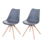 Serie Malmoe set 2x sedie sala da pranzo T501 legno massiccio ecopelle grigio piedi chiari