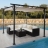 Gazebo pergola baldacchino moderno elegante giardino patio HWC-C42 acciaio poliestere 3,5x3,5m avorio