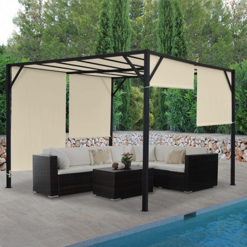 Gazebo pergola regolabile baldacchino moderno elegante giardino patio Baia acciaio poliestere 4x3m avorio