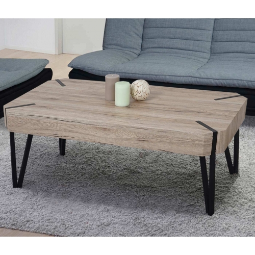 Tavolino salotto divano elegante Kos T573 legno di pioppo rivestito 60x110x43cm colore rovere medio