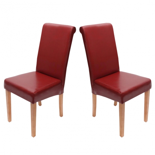 Set 2x sedie Novara II pelle sala da pranzo 60x41x99cm rosso piedi chiari