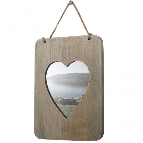 Cornice portafoto shabby vintage Wels legno forma di cuore 2x14x26cm