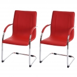 Set 2x sedie ufficio a slitta Samara acciaio 56x56x93cm rosso