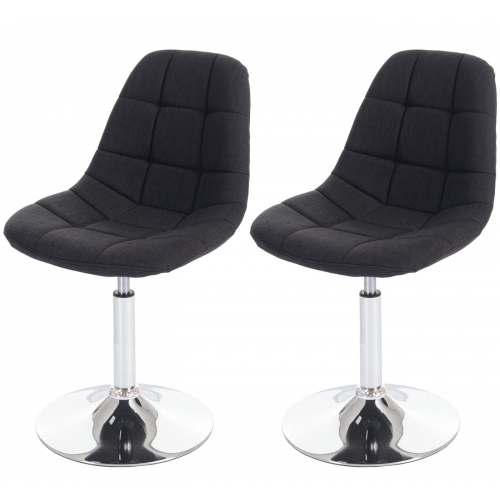 Set 2x sedie sgabello HWC-A60 design moderno sala pranzo tessuto grigio scuro