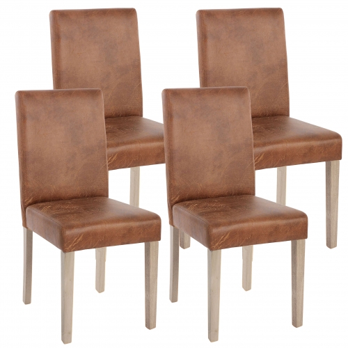 Set 4x sedie Littau tessuto soggiorno cucina sala da pranzo 43x56x90cm effetto scamosciato piedi color rovere