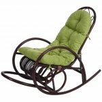 Sedia a dondolo HWC-C40 139x58x110cm legno seduta poliestere cotone cuscino verde