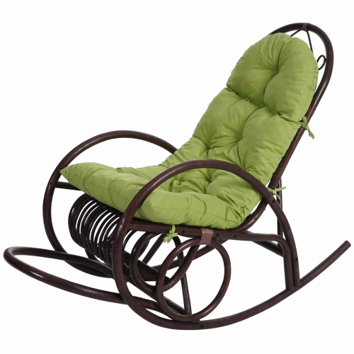 Sedia a dondolo classica elegante HWC-C40 139x58x110cm legno seduta poliestere cotone cuscino verde