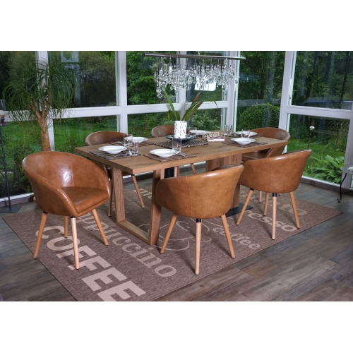 Serie Malmoe set 6x sedie sala da pranzo T633 legno massiccio 56x61x80cm ecopelle scamosciata