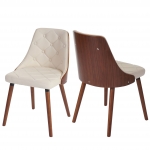 Set 2x sedie sala da pranzo soggiorno HWC-A75 53x50x82cm legno ecopelle avorio