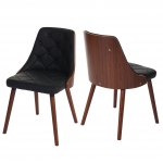 Set 2x sedie sala da pranzo soggiorno HWC-A75 53x50x82cm legno ecopelle nero