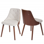 Set 2x sedie sala da pranzo soggiorno HWC-A75 53x50x82cm legno ecopelle bianco