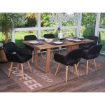 Set 6x sedie sala da pranzo HWC-A50 II design retro legno ecopelle nero