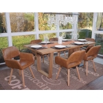 Set 6x sedie sala da pranzo HWC-A50 II design retro legno ecopelle scamosciata scura