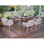 Set 6x sedie sala da pranzo HWC-A50 II design retro legno tessuto beige