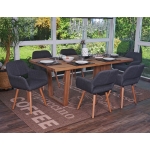 Set 6x sedie sala da pranzo HWC-A50 II design retro legno tessuto grigio