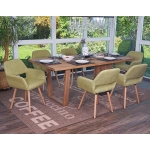 Set 6x sedie sala da pranzo HWC-A50 II design retro legno tessuto verde