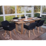 Set 6x sedie sala da pranzo HWC-A50 II design retro legno tessuto nero