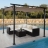 Gazebo pergola baldacchino moderno elegante giardino patio HWC-C42 acciaio poliestere 3x3m marrone