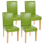 Set 4x sedie Littau ecopelle opaca soggiorno cucina sala da pranzo 43x56x90cm verde piedi chiari