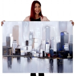 Dipinto a mano pittura ad olio su tela 120x90cm New York Skyline