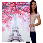 Dipinto a mano pittura ad olio su tela 70x100cm Eiffel