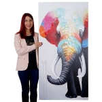 Dipinto a mano pittura ad olio su tela 70x140cm Elefante II