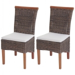 Set 2x sedie rattan per sala da pranzo soggiorno Savona 97x46x59cm con cuscini