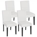 Set 4x sedie Littau ecopelle opaca soggiorno cucina sala da pranzo 43x56x90cm bianco piedi scuri