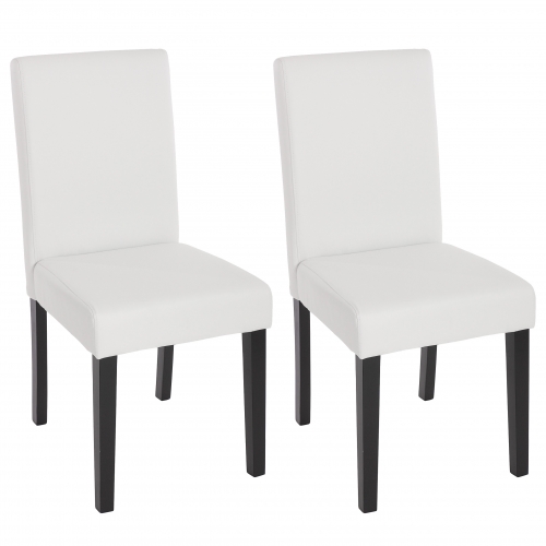 Set 2x sedie Littau ecopelle opaca soggiorno cucina sala da pranzo 56x43x90cm bianco piedi scuri
