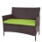 Divano sofa esterno giardino 2 posti Halden 106cm polyrattan marrone con cuscino verde