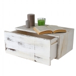 Mensola ripiano decorativo con cassetto shabby vintage HWC-C55 legno 30x46x21cm ~ bianco