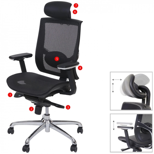 Poltrona sedia ufficio girevole HWC-A55 ecopelle tessuto poggiatesta regolabile ISO9001 nero