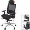 Poltrona sedia ufficio girevole HWC-A55 ecopelle tessuto poggiatesta regolabile ISO9001 nero