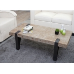 Tavolino da salotto HWC-A15b legno pino massello 40x120x60cm piedi metallo