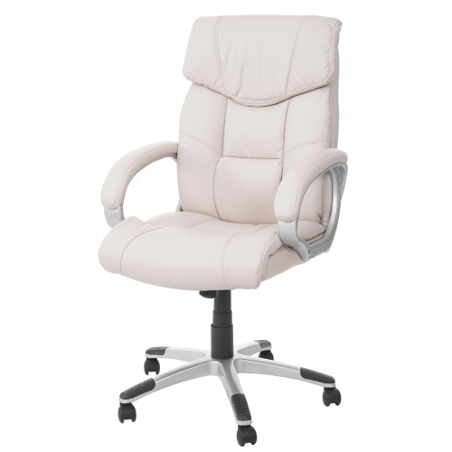 Poltrona sedia ufficio girevole regolabile HWC-A71 design moderno ecopelle avorio
