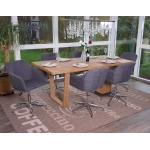 Set 6x sedie design Lounge HWC-A74 regolabile e girevole tessuto grigio