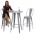 Set tavolo 2x sedie sgabelli bar design industriale HWC-A73 metallo grigio