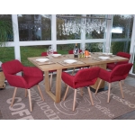 Set 6x sedie sala da pranzo HWC-A50 II design retro legno tessuto rosso