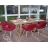 Set 6x sedie sala da pranzo HWC-A50 II design retro legno tessuto rosso