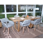 Set 6x sedie sala da pranzo HWC-A50 II design retro legno tessuto grigio chiaro