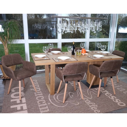 Set 6x sedie sala da pranzo HWC-A50 II design retro legno tessuto marrone vintage