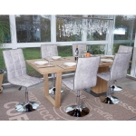 Set 6x sedie HWC-C41 design moderno tessuto sala pranzo grigio ghiaia